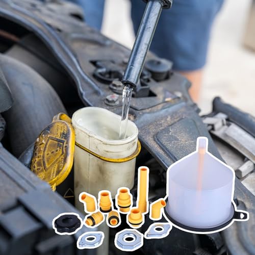 Radiator Burping Funnel Kit – No Spill Coolant Filling Tool, 15 Pieces Car Maintenance Adapter Set | Automotive Engine Cooling System Kit for Trucks, RVs, Brake Fluids, Windshield Tanks,