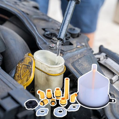 Coolant Funnel Kit, Spill Proof Funnel Kit, Radiator Burping Funnels for Cooling System Bleeding, No Spill Coolant Funnels Kits for Transmission, Brake, Power Steering Fluid Change in Car, Truck, RV