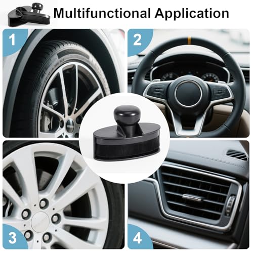 UNIMEIX Tire Shine Applicator Brush Large Vegan Oval Tire Shine Brush with Storage Stand for Vehicles Tire Shine Polish Wax and Car Wash