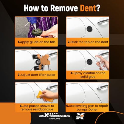 maXpeedingrods Dent Remover Tool for Car, Auto Dent Puller Kit, Paintless Small Dent Removal Kit, Car Body Dent Repair Tool Kit for Fridge Fefrigerator Metal Surface, 65 PCS - size: 65 PCS