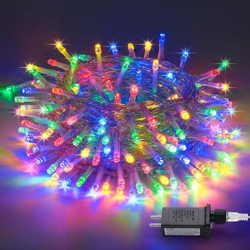 JMEXSUSS 300 LED Multicolor Christmas Tree Lights Clear Wire Plug in | Indoor Outdoor Use 8 Modes Timer for Christmas Tree Room Party Decoration - color: Multicolor, size: 300 LED