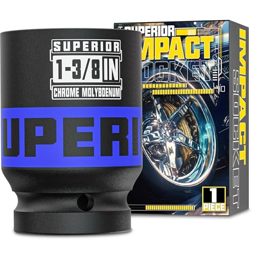 1" Drive Impact Socket, 1-3/8 Inch Deep Socket, SAE Axle Nut Socket, 6 Point, CR-MO, Automotive, Truck Maintenance, Heavy Equipment Repair - size: 1" Drive 1-3/8 Inch Deep