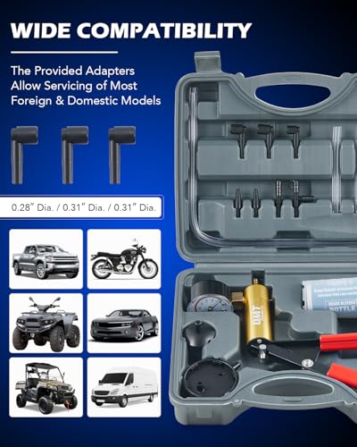 OMT One-Man Brake Bleeding Kit with Hand Vacuum Pump and Dial Gauge, Gray | High Grade Aluminum Alloy Fluid Evacuation System; Resilient PVC Tubing and Connectors; Great for Multi-Vehicle Servicing - color: Gray