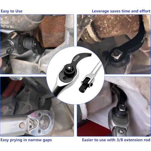 Pry Bar Wrench Adaptor Head, Crowbar Adapter Head Tool, Half Shaft Removal Car Repairing Tools 3/8" Drive - color: 3/8