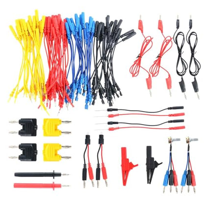92pcs Automotive Circuit Test Leads Kit, Multimeter Test Leads Kit with Carrying Case, Multi Function Auto Diagnostic Electrical Test Kits with Alligator Clips, Probles, Connectors Adapter Cables