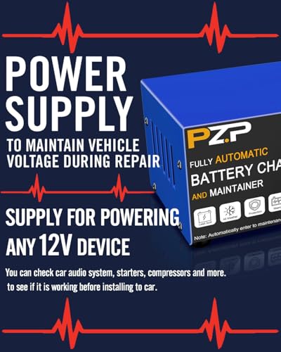 Automatic Car Battery Charger–12V 0-5A Adjustable Smart Trickle Charger with Battery Repair,Automatic Desulfation,Temperature Compensation Functions,Suitable for AGM,Gel,Deep Cycle,Lead-Acid Batteries