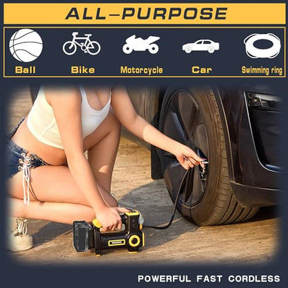 IRONFIST Tire Inflator Compatible with DEWALT 20V Battery, Portable Air Compressor, Auto Tire Pump with Independent Switch & Warning Light, for Cars, Bicycles, and Sports Balls (BATTERY NOT INCLUDED)
