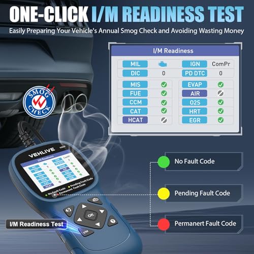 V860 Scanner for Car and Trucks,OBD2 Diagnostic Tools and Code Reader for Engine Check,Battery Test, O2 Sensor and EVAP Leak for Annual Check Readiness,Printable Export,Vehicle After 1996