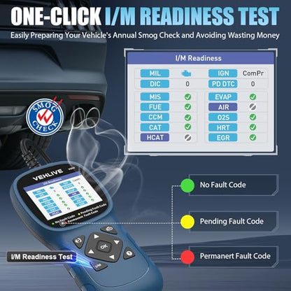 V860 Scanner for Car and Trucks,OBD2 Diagnostic Tools and Code Reader for Engine Check,Battery Test, O2 Sensor and EVAP Leak for Annual Check Readiness,Printable Export,Vehicle After 1996