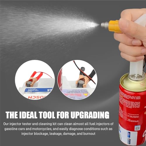 4PCS Fuel Injector Cleaner Kit, Flush Cleaner Adapter,Universal Fuel Injector Flush Cleaner Adapter DIY Cleaning Tool Kit with Test Lead, Fuel Pump Pressure Test for Most Vehicles