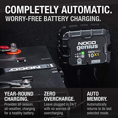 NOCO Genius GENPRO10X1: 1-Bank, 10A Onboard Battery Charger - 10A Per Bank, 12V Waterproof Marine Charger with Overcharge Protection & Temperature Compensation – for Lead-Acid & Lithium Batteries | Charges 1 Battery at Once, IP68 Waterproof, Overcharge Pr
