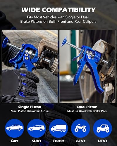 OMT Speedy Brake Caliper Compression Tool for Brake Pad Replacement, Blue | For Single Piston Dual Piston on Most Cars & Trucks; Aluminum & Steel Build; Brake Maintenance; Auto Technicians