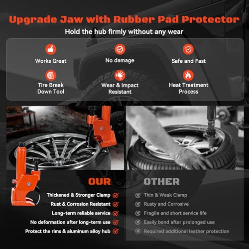 Manual Tire Bead Breaker Tool, Heavy-Duty Rim-Safe Bead Breaker with Rubber Pad for 38–42 Inch Tires, Portable Tire Repair Tool for ATVs, UTVs, Tractors, Trucks & Off-Road Vehicles