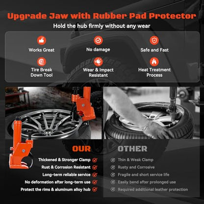 Manual Tire Bead Breaker Tool, Heavy-Duty Rim-Safe Bead Breaker with Rubber Pad for 38–42 Inch Tires, Portable Tire Repair Tool for ATVs, UTVs, Tractors, Trucks & Off-Road Vehicles