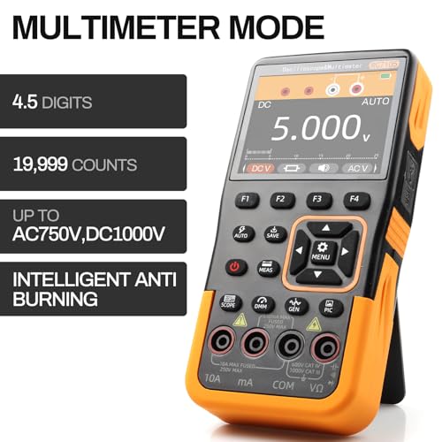 3IN1 Oscilloscope Handheld Digital Held 2 Channel USB Multimeter Kit Osciloscopio Automotive Automotriz Multi Testers Meter Multimetro Digital Professional (Oscilloscope1pcs)