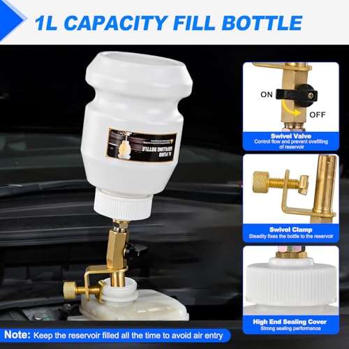 GOOACC Brake Bleeder Kit 3L Pneumatic Brake Bleeder Vacuum Pump One Person Brake Clutch Pressure Bleeder Flush Kit with 3L Fluid Extractor 1L Refilling Bottle 18PCS Adapters Brake System Bleeding Tool - size: 3L Pneumatic