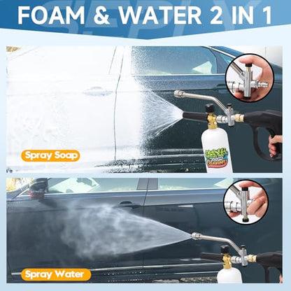 SEPLY Foam Cannon for Pressure Washer Gun Kit with Dual Connector Accessory, Car Wash Foam Gun with 5 Pressure Washer Nozzle Tips 3/8'' Swivel Quick Connector and M22-14mm and M22-15 mm Fitting