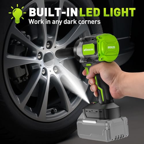 850Nm (630Ft-lbs) Cordless Impact Wrench for Makita 18V Battery, Brushless 1/2 Impact Gun, Electric Impact Wrench for Car Tire, Mower Lug Nut, 3-Speed, 4 Cr-V Sockets(BATTERY NOT INCLUDE) - style: 850N.m with NO Battery