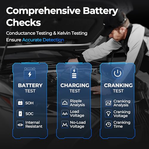 Car Battery Jump Starter and Battery Tester TOPDON 2-in-1 2200A Peak Jump Starter for Up to 8L Gas/6L Diesel Engines 12V Portable Booster and Tester - size: 2200A