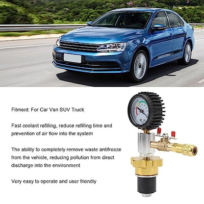 Vacuum Antifreeze Change Fill Kit with -30~0inHg Gauge, Pneumatic Coolant Refill Tool Kit with 3 Adapters for Car, Van, and Truck Radiator Systems