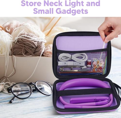 Voilet Neck Light with Storage Case: Back to School Gifts 10-80Hrs Eye-friendly Book Reading Light Knitting Crochet Sewing Craft Light Rechargeable Adjustable, Book Lovers Gifts for Knitters Crafters - color: Violet with storage case