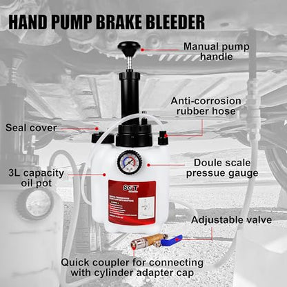 SGT 3L Transmission Fluid Pump Set,Transmission Filler Pump with 15pc ATF Adapters,Manual Transmission Fluid Transfer Pump with Pressure Gauge, Automotive Transmission Dispenser Pump Tool