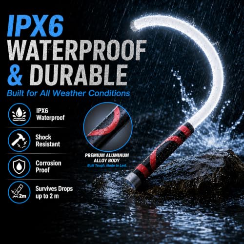 Flexible LED Light Stick 30", Rechargeable Bendable Mechanic Work Light, 1200 Lumens Inspection Light with 360° Flexible Neck, IPX6 Waterproof for Car Repair, Under Hood, Garage and Tight Spaces