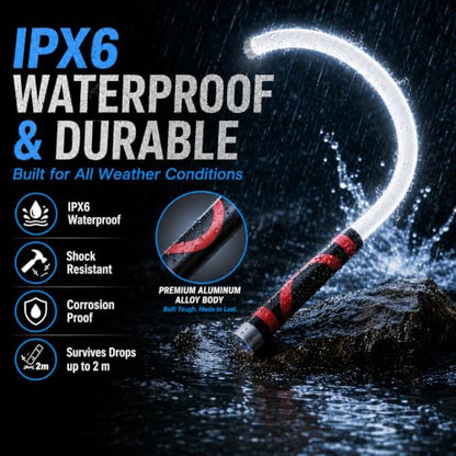 Flexible LED Light Stick 30", Rechargeable Bendable Mechanic Work Light, 1200 Lumens Inspection Light with 360° Flexible Neck, IPX6 Waterproof for Car Repair, Under Hood, Garage and Tight Spaces