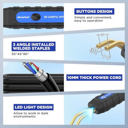 MRCARTOOL Plastic Welding Kit with 600pcs Hot Staples 15W-80W Adjustable | For Car Bumper Repair, 5 Power Levels, LED Light, 1.5m Cord, Heat Dissipation