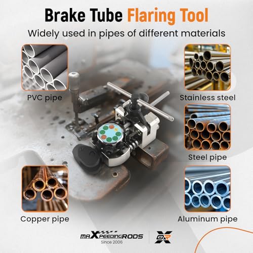 maXpeedingrods Brake Line Flaring Tool Kit, 45 Degree Flaring Tool Set, Single Bubble Double Flare Tool Kit for Brake Lines, Professional Brake Tube Line Flaring Tool for 3/16" 1/4" 5/16" 3/8" Tubes