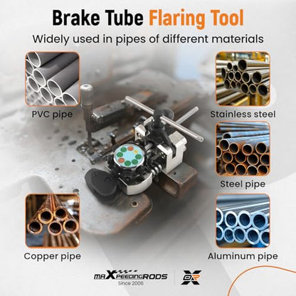 maXpeedingrods Brake Line Flaring Tool Kit, 45 Degree Flaring Tool Set, Single Bubble Double Flare Tool Kit for Brake Lines, Professional Brake Tube Line Flaring Tool for 3/16" 1/4" 5/16" 3/8" Tubes