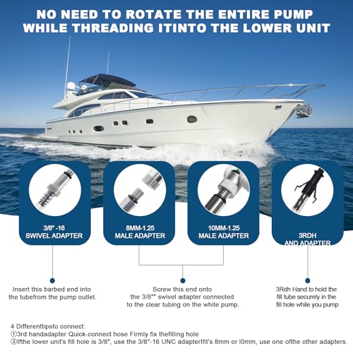 Lower Unit Gear Oil Pump Transmission Fluid Pump for Change Filling | Fluid Transfer Pump for Standard Quart Bottles with 3rd Hand Adapter Fluid Transfer Pump, Differential & Transmission Fluid - size: Fluid Pump - 28mm