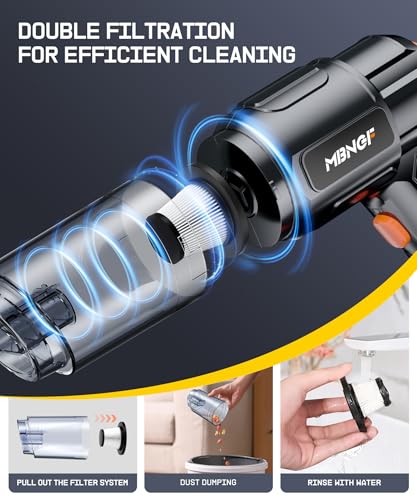 Car Vacuum Portable Cordless, High Power Suction & Blower, Handheld Vacuum Cleaner for Car, Home, Desktop, Keyboard,Birthday Gifts for Men Dad Husband(Ebony Black)