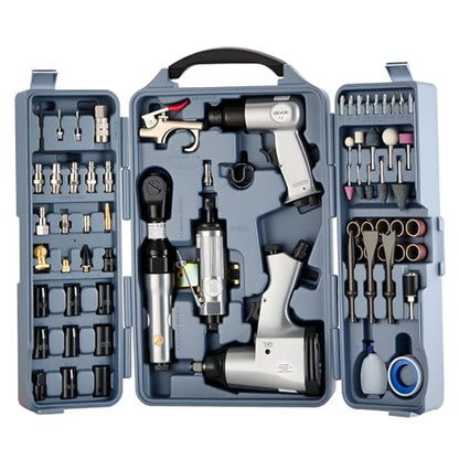 VEVOR 71 Pieces Pro Air Tool and Accessories Kit - 1/2" Air Impact Wrench, 3/8" Ratchet Wrench, 1/2" Die Grinder, 4500BPM Hammer, Blow Gun for Auto Repair, Home DIY Project - Storage Case Included - style: 71 Pieces