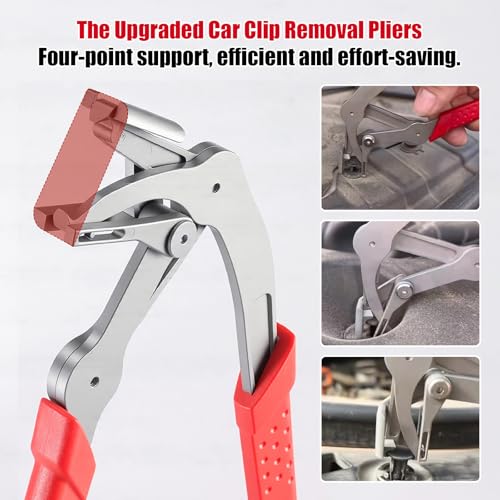 Car Clip Pliers & Trim Removal Tool,Automotive Clip Removal Tool for Plastic Fasteners,Professional Multi-Functional Panel Removal Pliers for Push Pin & Door Trim Disassembly Without Damage