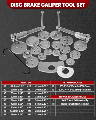 SIXIWANZI Brake Caliper Tool Heavy Duty Brake Caliper Compression Tool Red 24pc - color: RED