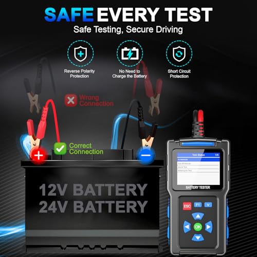 Battery Load Tester 12v Automotive, 20-2000 CCA Car Battery Tester and Alternator Tester for 24V Vehicles, BT300 - style: BT300
