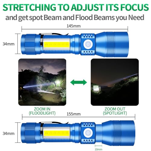 AdamStar Black Light Flashlight, 3 in-1 Rechargeable Flashlights, UV Light Magnetic LED Flashlight High Lumens, 7 Mode Camping Waterproof Flashlight for Pet Urine Detection (1pack Blue) - color: 1pack Blue