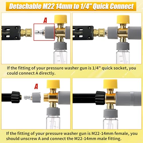 Tool Daily Foam Cannon, Small Foam Cannon for Pressure Washer, 5 Power Washer Nozzle Tips, 1/4 Inch Quick Connect - size: 100 ml