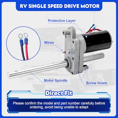 500370 RV Single Speed Drive Motor Compatible with Bulldog Electric Single-Speed Jacks, Replace for Bulldog Powered Drive Kit BD1046130-00, 1824200100, 1824210100, 1046131, 1046130