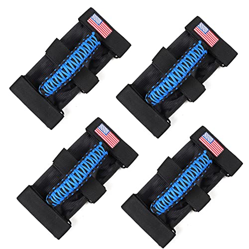 sukemichi 4 Pack Handles Grab Roll Bar Grab Handles Grip Handle for Jeep Wrangler Accessories TJ JK JL Gladiator JT UTV ATV - Upgrade Metal Buckle, Blue (Not for Sky One Touch Top, Not for 2024+ Up) - color: Blue, size: 4 Piece, style: Grab Handles