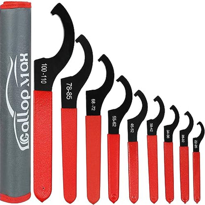 9Pcs Coilover Adjustment Spanner Wrench Tool Set for Motorcycle Shock, Red | Carbon Steel; Easy to Carry; Wide Compatibility; Efficient Work； Easy to Use - color: Red