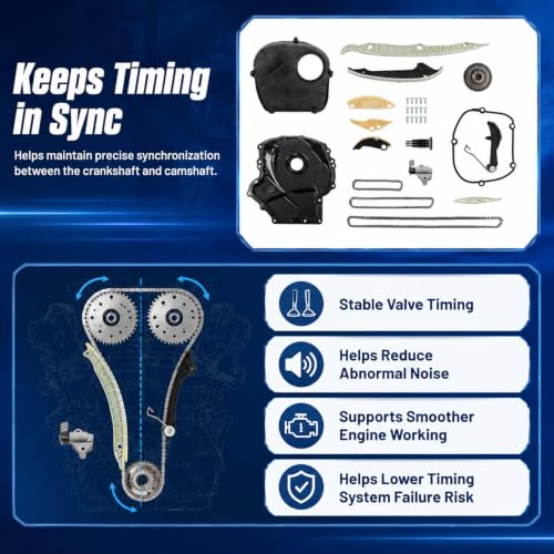 Engine Timing Chain Kit Compatible with A4 A5 A6 Jetta Passat | 2006-2017 Fit, 06K115225C, EA888 1.8T 2.0T, Valve Cover Included, 06H103269H06K109158AD, 06H109210AG