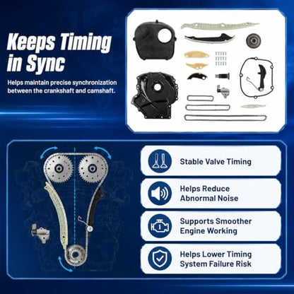 Engine Timing Chain Kit Compatible with A4 A5 A6 Jetta Passat | 2006-2017 Fit, 06K115225C, EA888 1.8T 2.0T, Valve Cover Included, 06H103269H06K109158AD, 06H109210AG