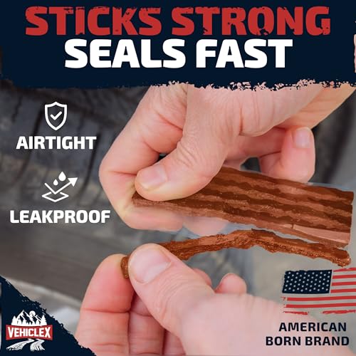 Vehiclex Flat Tire Repair Plugs - 30pcs Heavy Duty Plug and Patch Kit for Emergency Repairs - color: Brown