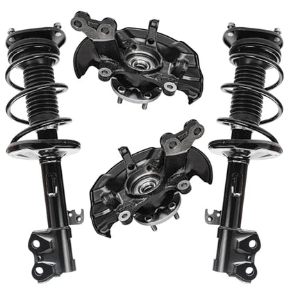 Detroit Axle - Front 4pc Steering Knuckles Kit for 09-13 Toyota Corolla, 11-13 Matrix, 2 Steering Knuckles & Wheel Bearing Hubs 2 Struts w/Coil Spring 2009 2010 2011 2012 2013 Replacement Suspension - size: 4QU48588/ Big strut kit