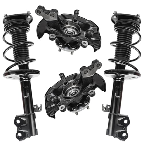 Detroit Axle - Front 4pc Steering Knuckles Kit for 09-13 Toyota Corolla, 11-13 Matrix, 2 Steering Knuckles & Wheel Bearing Hubs 2 Struts w/Coil Spring 2009 2010 2011 2012 2013 Replacement Suspension - size: 4QU48588/ Big strut kit
