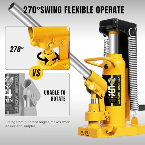 YELLOW JACKET Toe Jack 2.5 Ton Toe/ 5 Ton Top Capacity Hydraulic Machine Jack Lift,Air Hydraulic Claw Jack for Car Repair,Machinery,Industry Equipment - size: 5 Ton Top