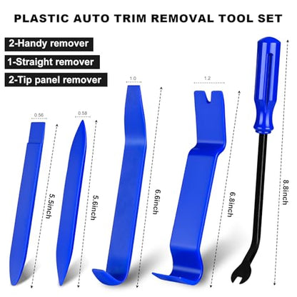 5 Pcs Car Trim Removal Tool Kit - Auto Clip Removal Pry Tool for Door Dashboard Panel, Fastener Push Pin Puller, Blue - color: Blue