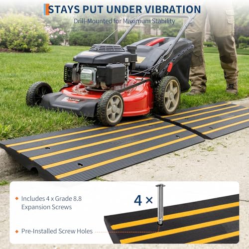 2 Packs 48" Car Driveway Rubber Curb Ramps, Heavy Duty Driveway Gutter Slope Ramp, Low Profile Design for Cars, Water Channel for Drainage, Curbside Bridge Ramp for Loading Dock Garage Sidewalk